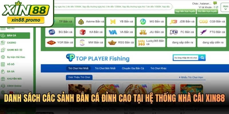 Danh sách các sảnh bắn cá đỉnh cao tại hệ thống nhà cái XIN88
