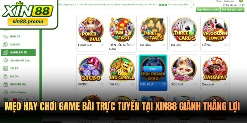 Mẹo hay chơi game bài trực tuyến tại XIN88 luôn giành thắng lợi dễ dàng