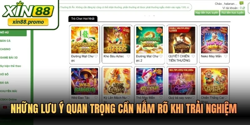 Những lưu ý quan trọng cần nắm rõ khi trải nghiệm nổ hũ XIN88